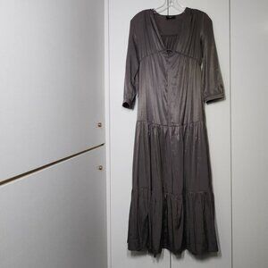 Vici Silver Shimmer Tiered Midi Dress Women's Size S